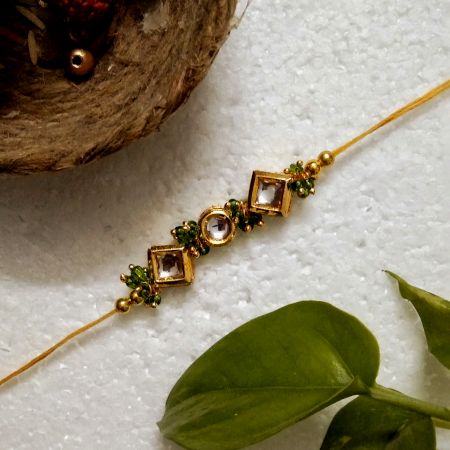 Kundan Beads, Acrylic, Metal, Wooden Beads Rakhi for Festive Gifting